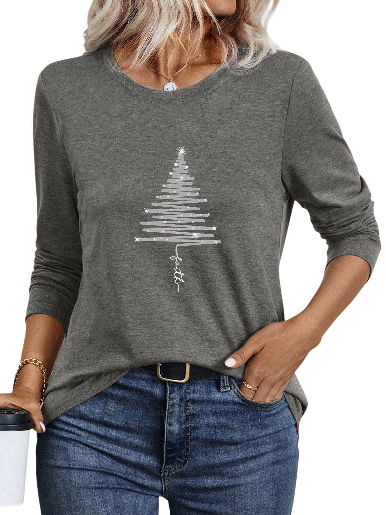 PYLIKE Longsleeve Shirts Damen Weihnachtsbaum Ausgefallene günstig online kaufen