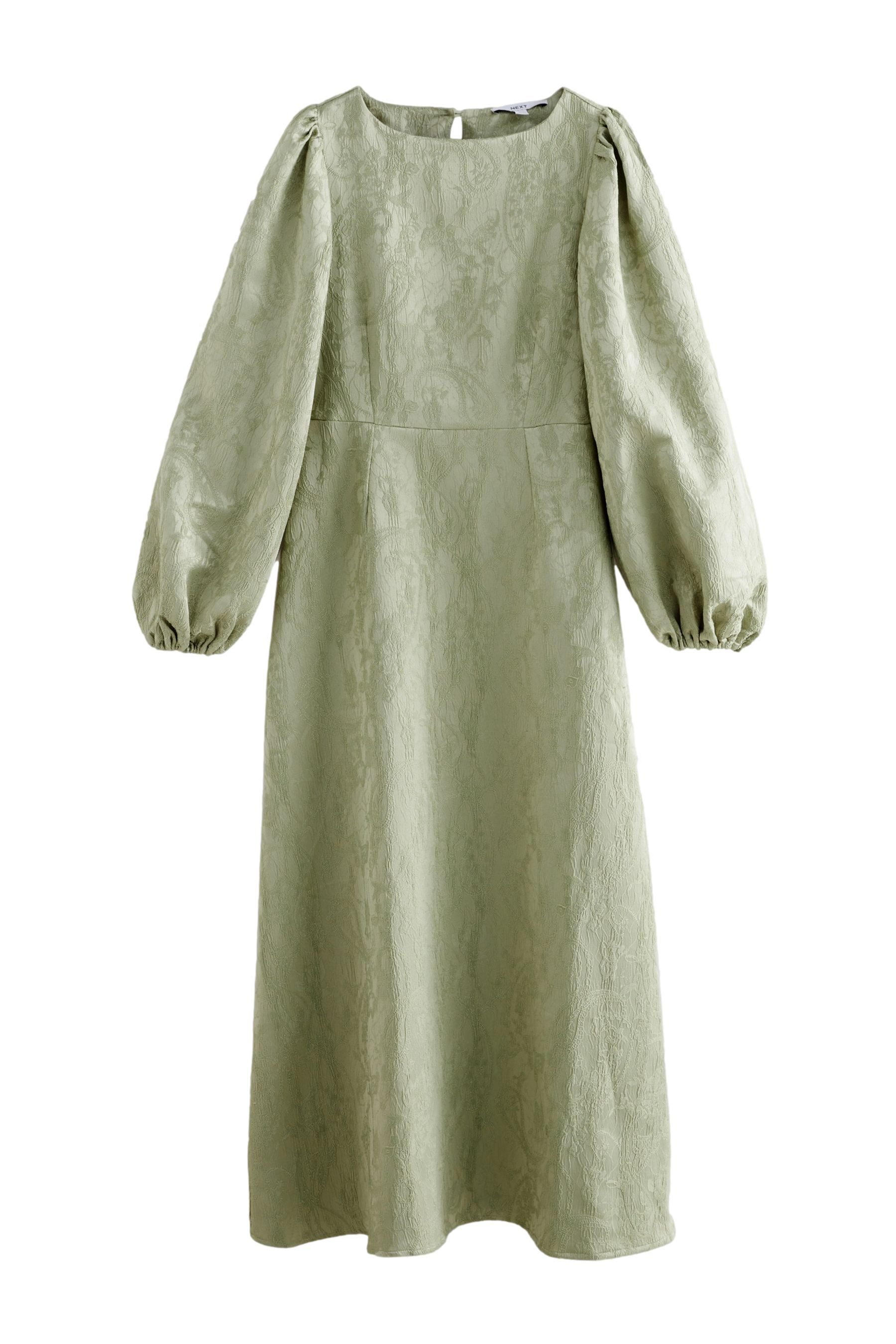 Next Maxikleid Jacquard-Maxikleid mit langen Puffärmeln günstig online kaufen