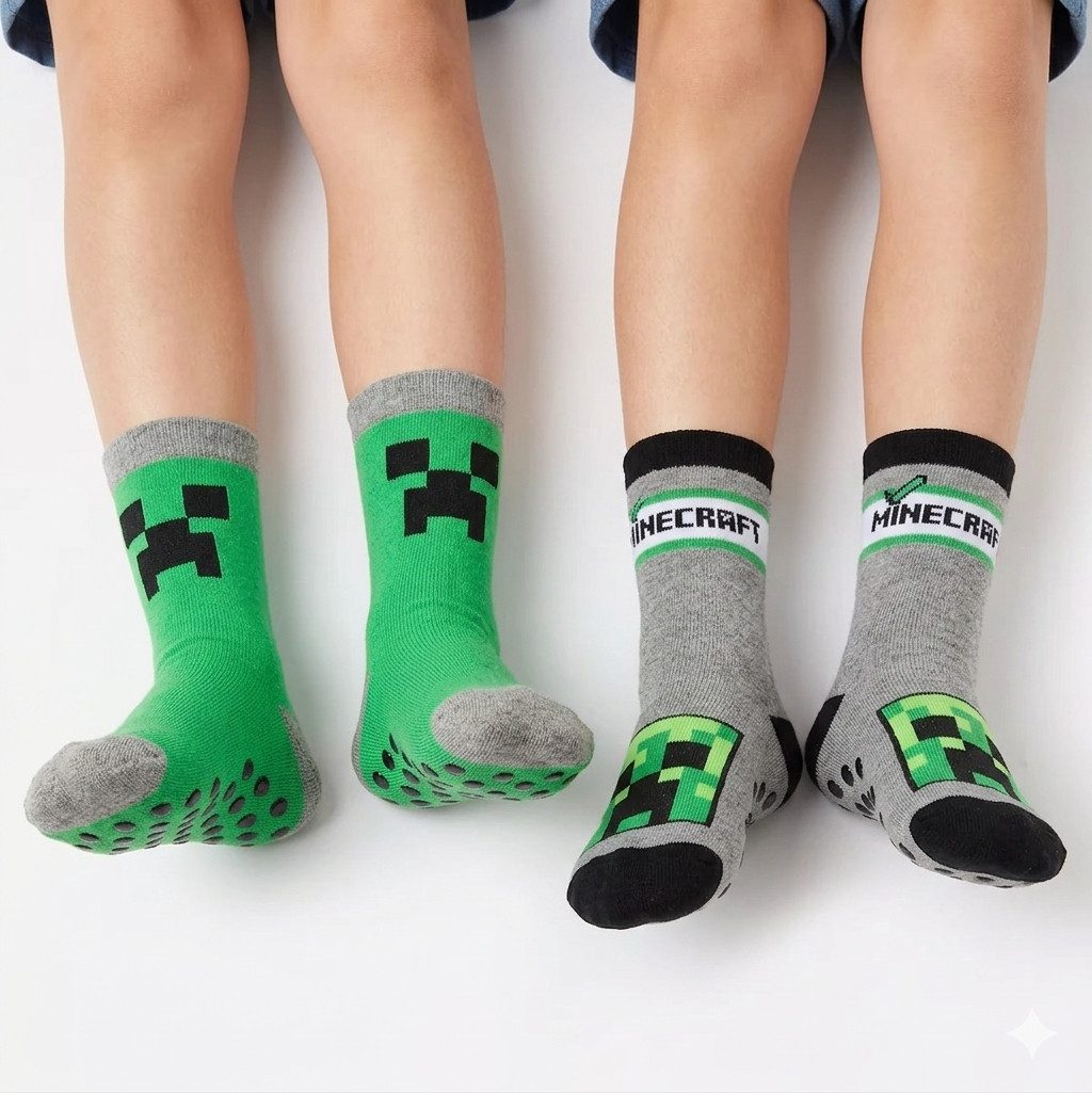 Minecraft Haussocken MINECRAFT Anti Slip Socken 2 stück Set