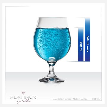PLATINUX Bierglas Bierpokale, Crystalline Glas, 500ml (max. 660ml) Set 6-Teilig Biergläser Bierkelche Biertulpen