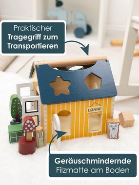 Hej Lønne Steckspielzeug Holz Steckhaus, zur Förderung von Motorik und Koordination