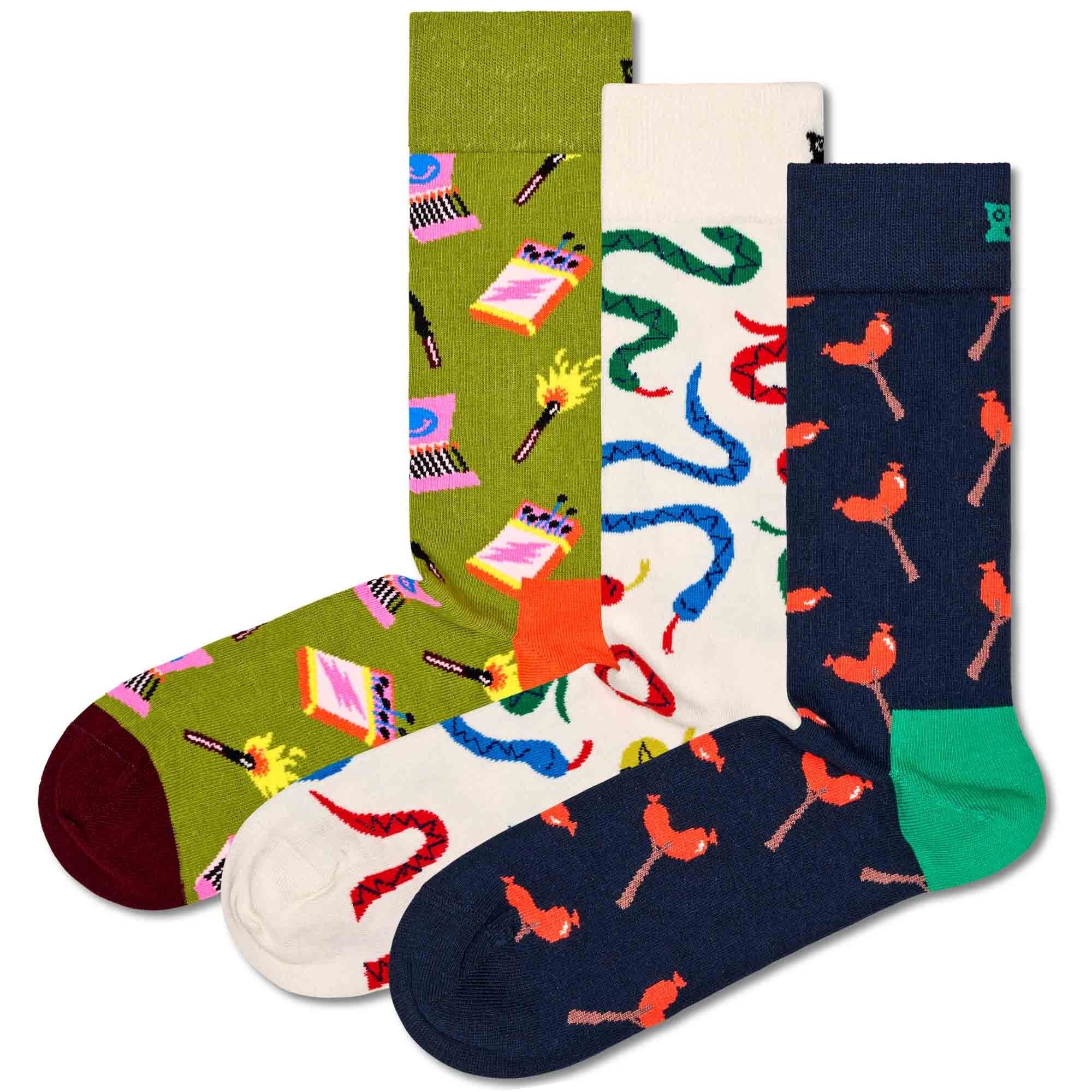Happy Socks Kurzsocken Unisex Socken, 3er Pack - Special Geschenkbox Happy Camper