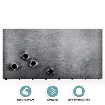 Primedeco Garderobenpaneel Magnetwand und Memoboard aus Glas Löcher in Metallwand
