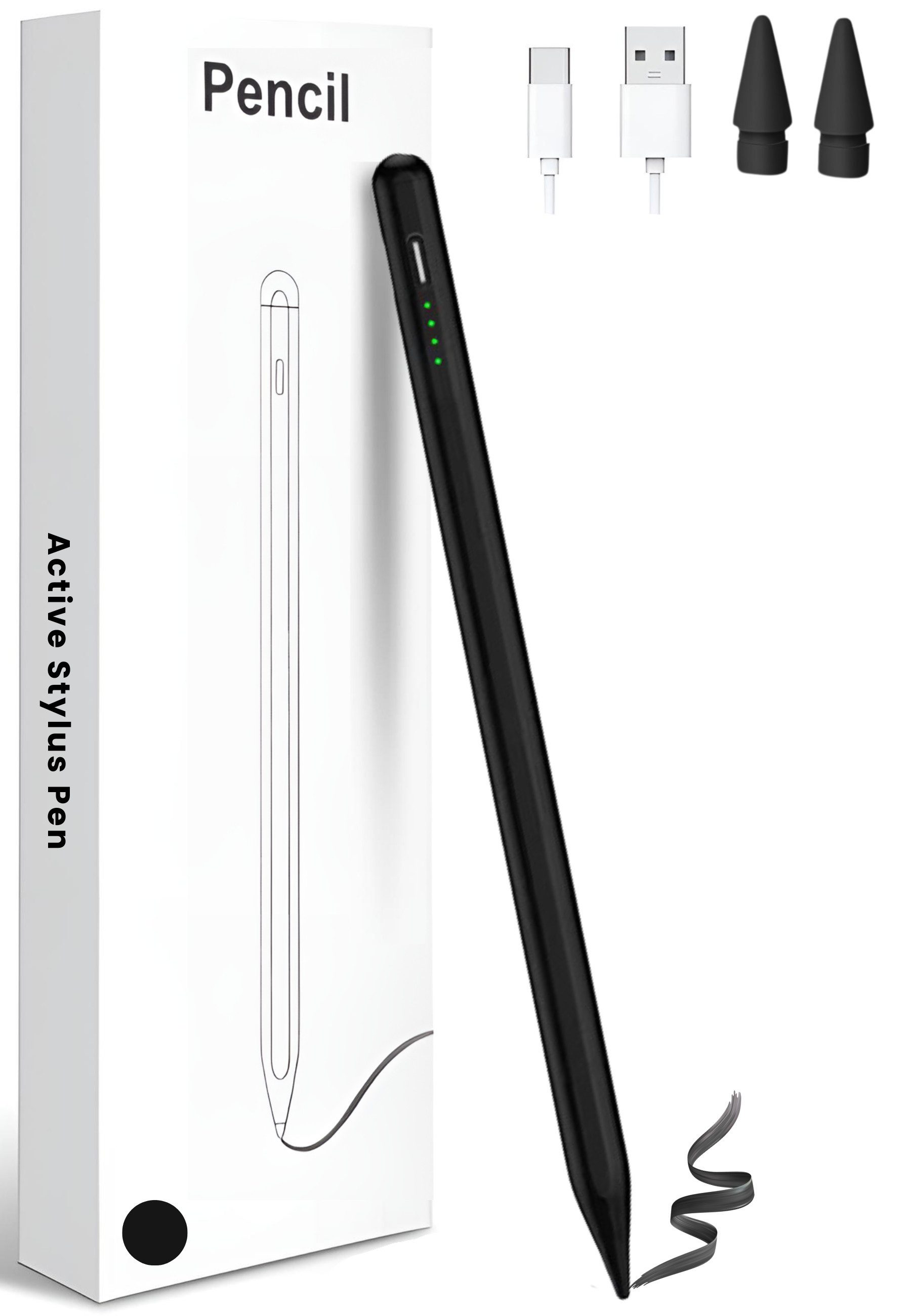 StellarLuma Eingabestift Eingabestift für iPad Schnellladen USB-C für Apple iPad Gen: 2018-2014 (Sylus Pencil wiederaufladbar, USB Pencil für iPad, Ersatzspitze, USB-C Ladekabel) Geeignet für alle iPad Modelle von 2018 - 2024 inklusive Ersatzspitze