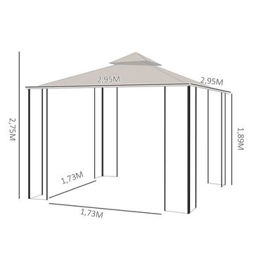 Outsunny Pavillon Gartenpavillon mit Doppeldach