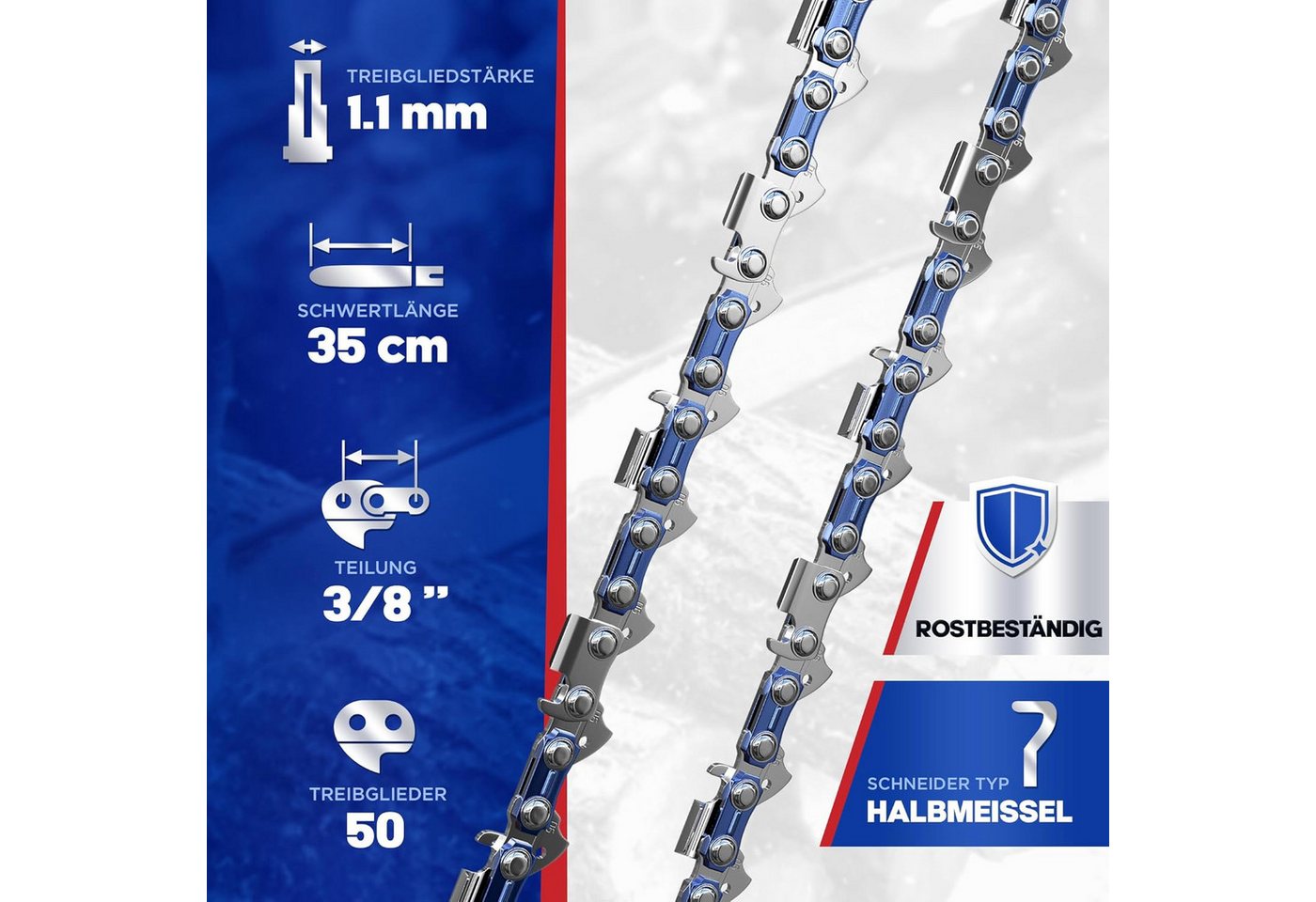 Thumbnail - Garlavie Ersatzkette Set mit 3 kettensägenketten, (kompatibel mit vielen Marken, Hochwertige motorsägenkette)