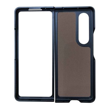 Wigento Handyhülle Für Samsung Galaxy Z Fold4 5G Waben Design Hart Cover Handy Tasche Hülle Etuis Braun
