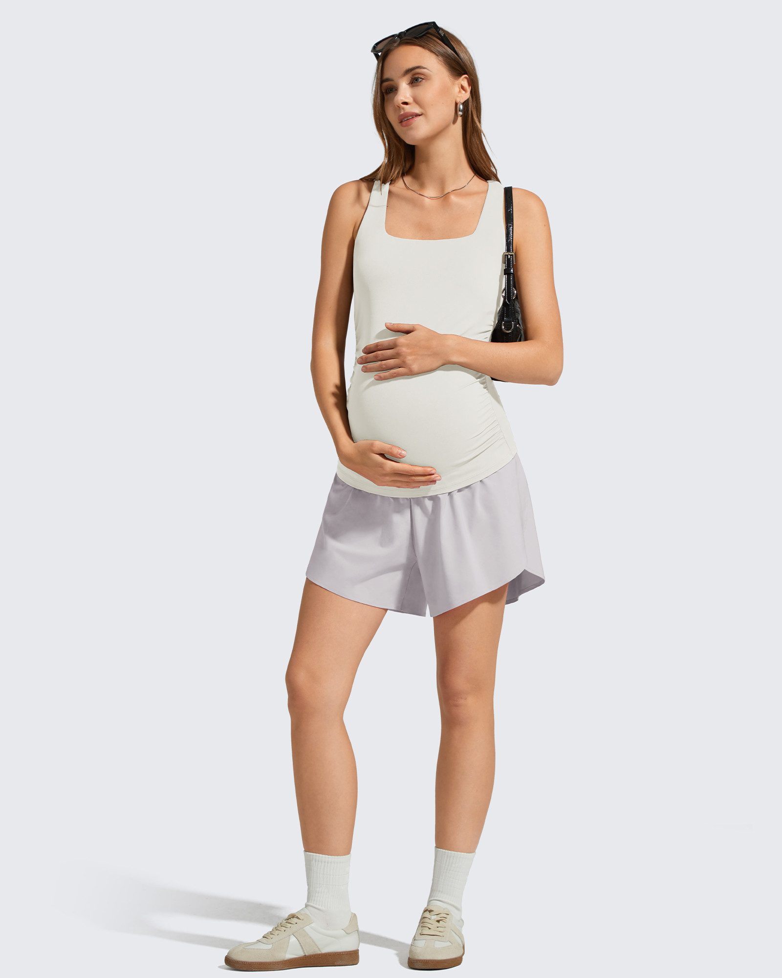 Umstandsshorts Damen Schwangerschafts-Sportshorts, High Waist Yoga Shorts
