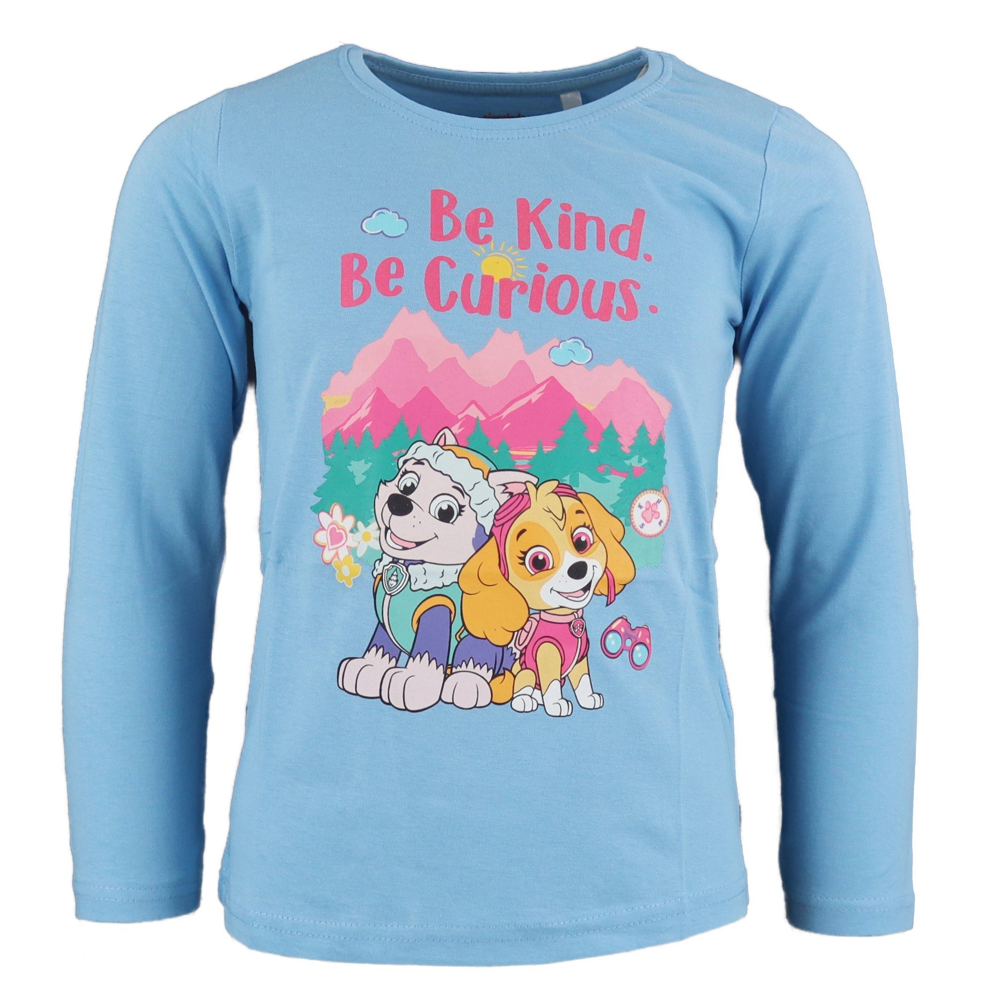 PAW PATROL Langarmshirt Paw Patrol Skye Everest Mädchen Kinder Shirt Gr. 104 bis 128, Blau oder Grau