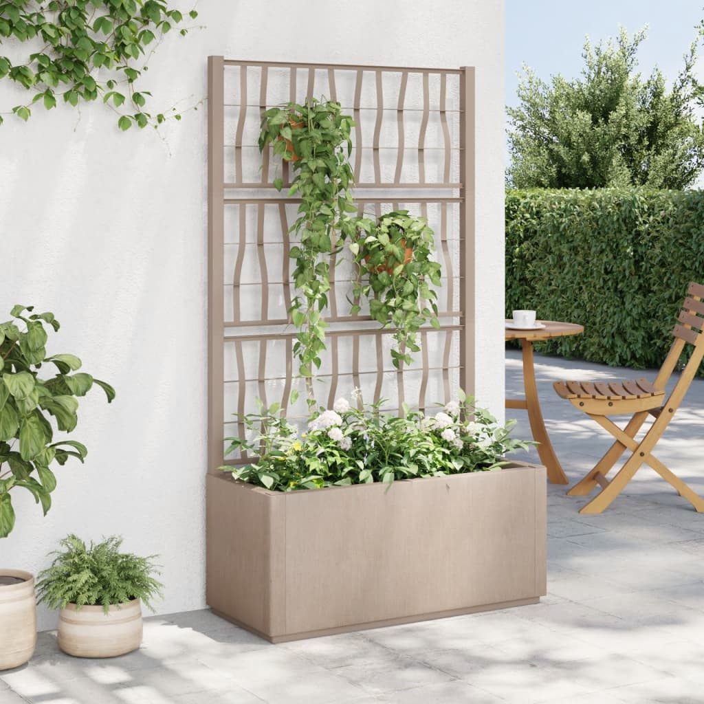vidaXL Blumentopf Pflanzkübel mit Rankgitter Hellbraun 80x36x140 cm PP (1 St)