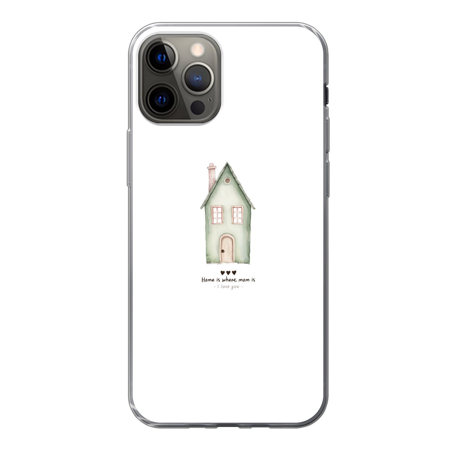 MuchoWow Handyhülle für Apple iPhone 13 Pro Landhaus - Grün - Text - Liebevoll, Smartphone-Bumper, Print, Handy Schutzhülle Dünn