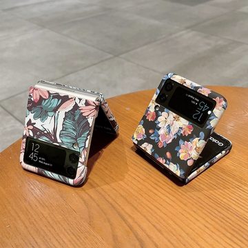 Wigento Handyhülle Für Samsung Galaxy Z Flip4 5G Design Kunststoff Handy Tasche Hülle Etuis Muster