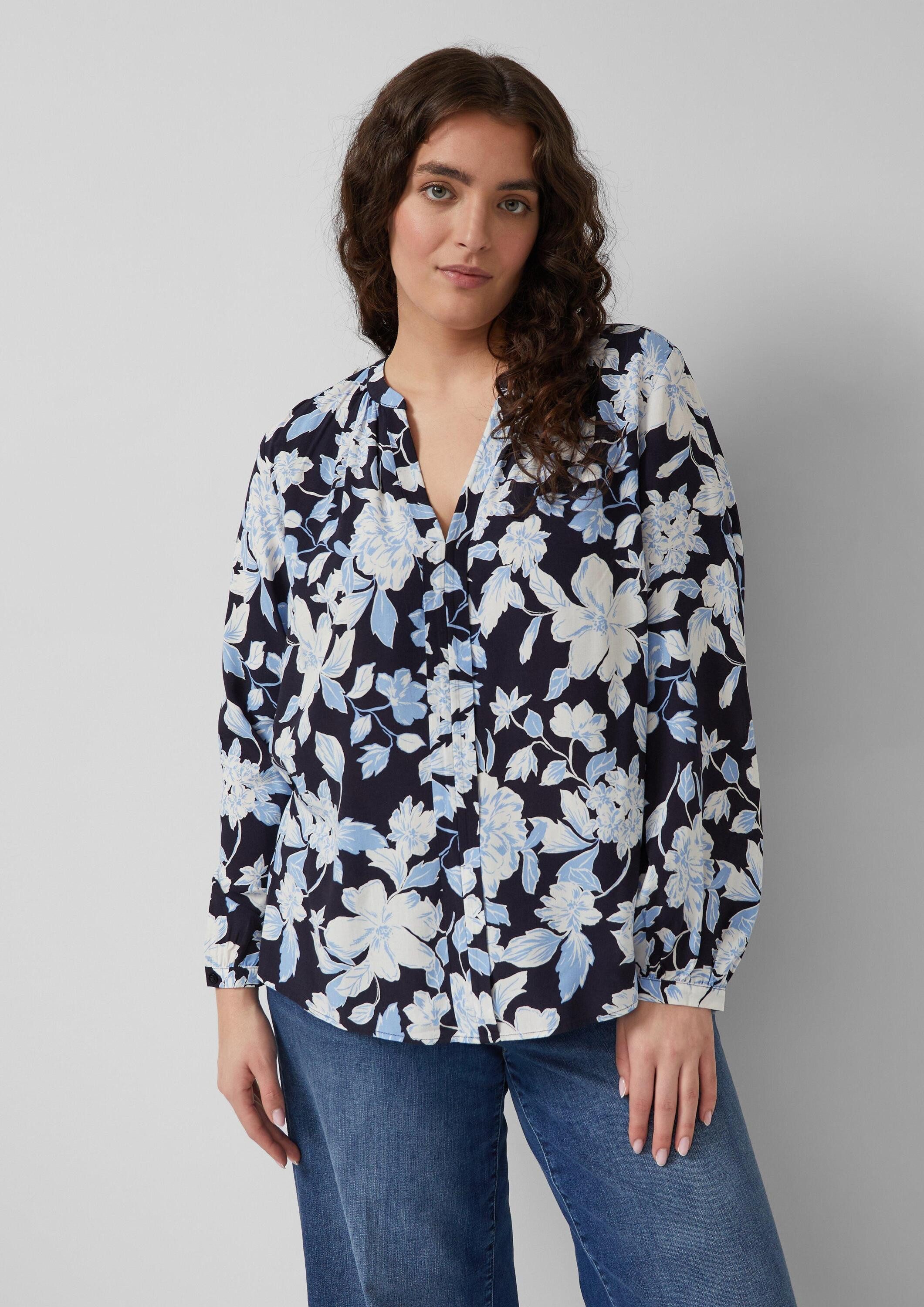 s.Oliver Langarmbluse Bluse Fließende Viskose-Bluse mit All-over-Print