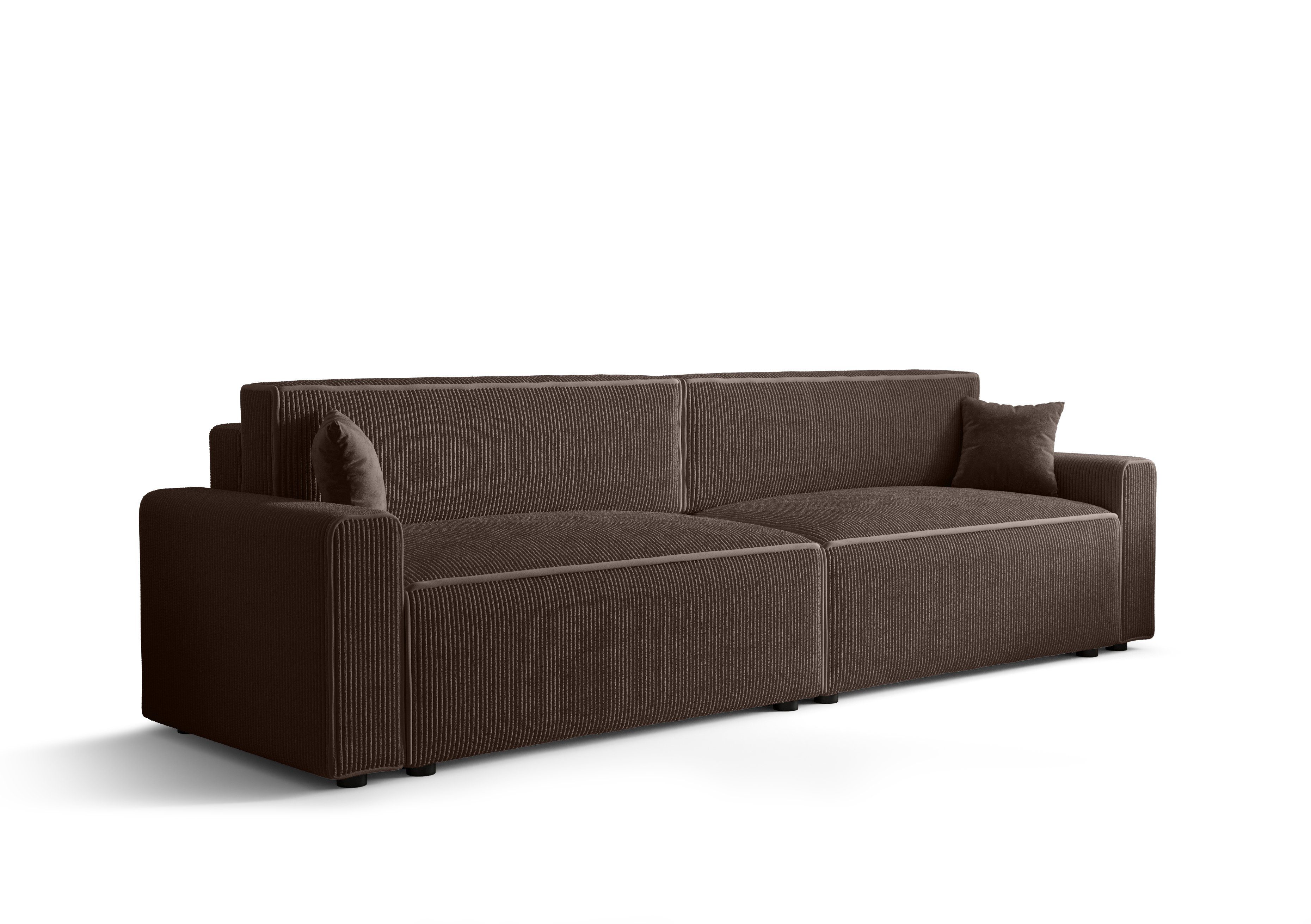 pressiode BIS und Bettkasten MIRA COUCH Braun X2 mit Schlaffunktion 292cm Schlafsofa, Sofa