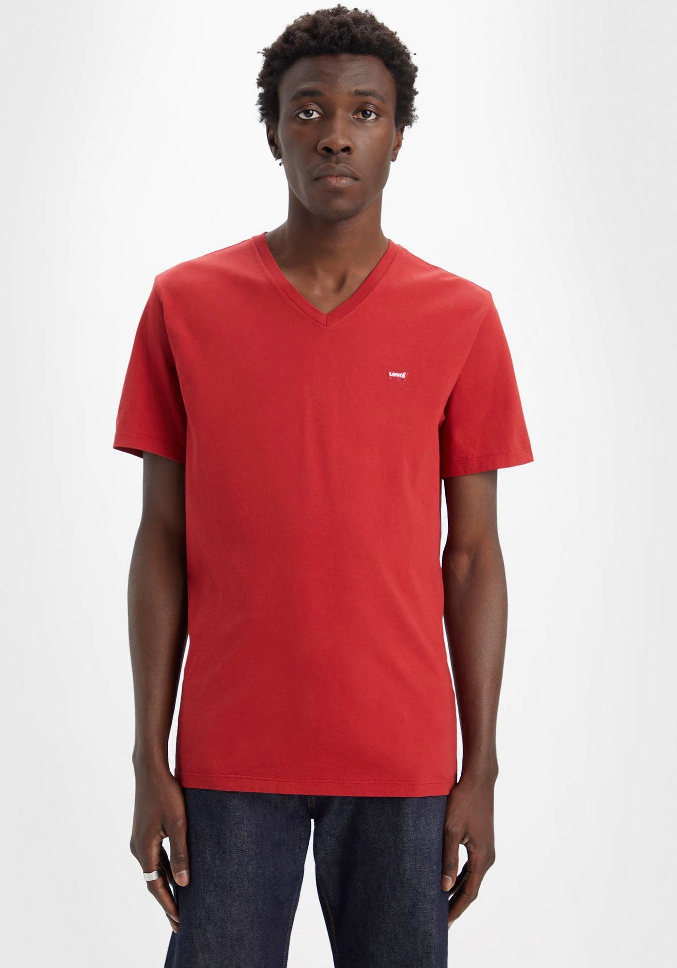 Levi's® V-Shirt LE ORIGINAL HM VNECK mit Logostickerei rhythmic red