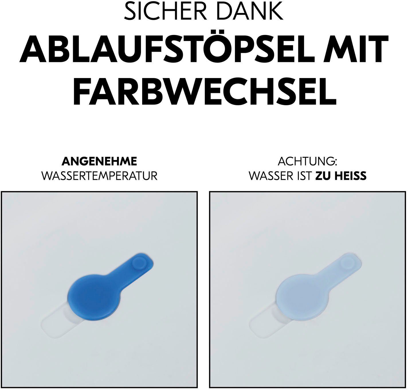 Hauck Babybadewanne Wash N Fold L, White/Stone, Faltbadewanne mit Wassertemperaturmessung am Ablaufstopfen