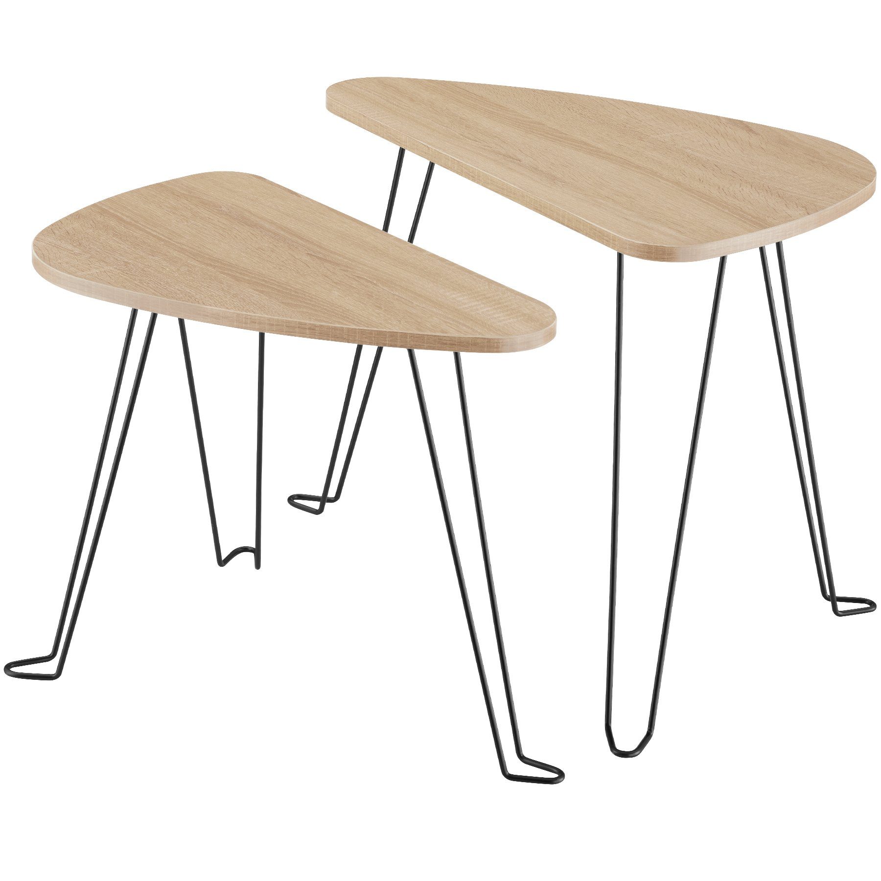 tectake Beistelltisch 2er Set Beistelltische (1-St., 1 tlg), Zwei filigrane Beistelltische im minimalistischen Industrial-Design