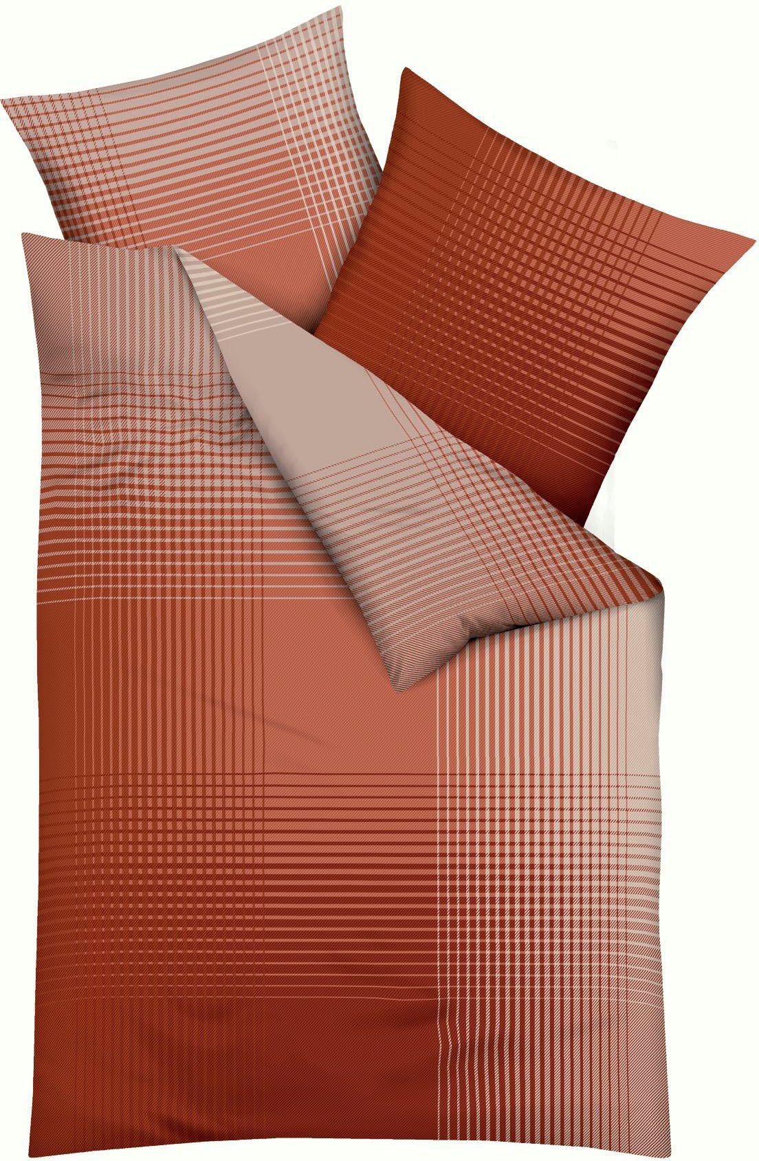 Kaeppel Bettwäsche MASTER 100% Baumwolle, Mako-Satin, 2 teilig, mit Karomuster, Markenreißverschluss