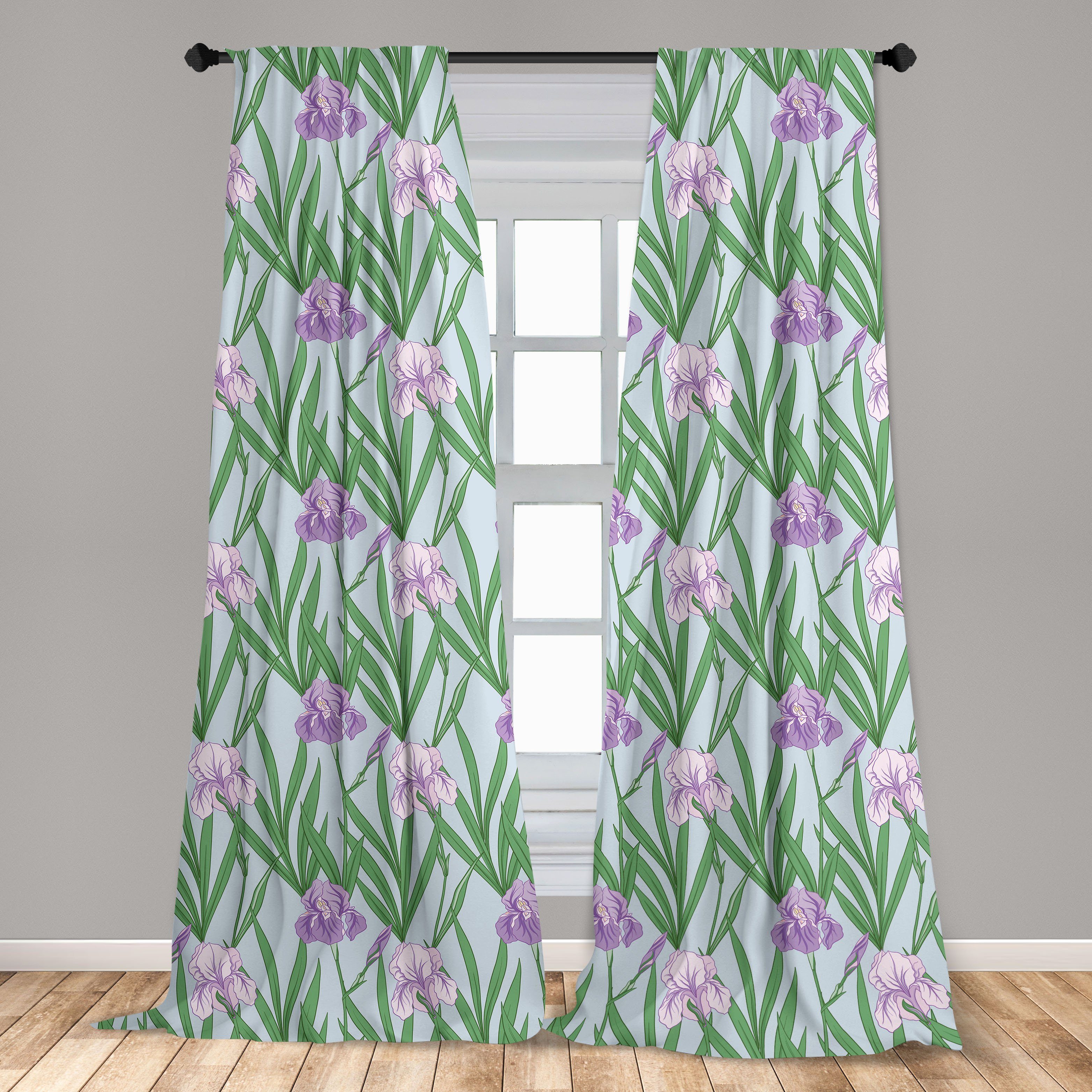 Microfaser, Dekor, Vorhang für Schlafzimmer Abakuhaus, Iris Japanese Lila Blumen Style Gardine Wohnzimmer