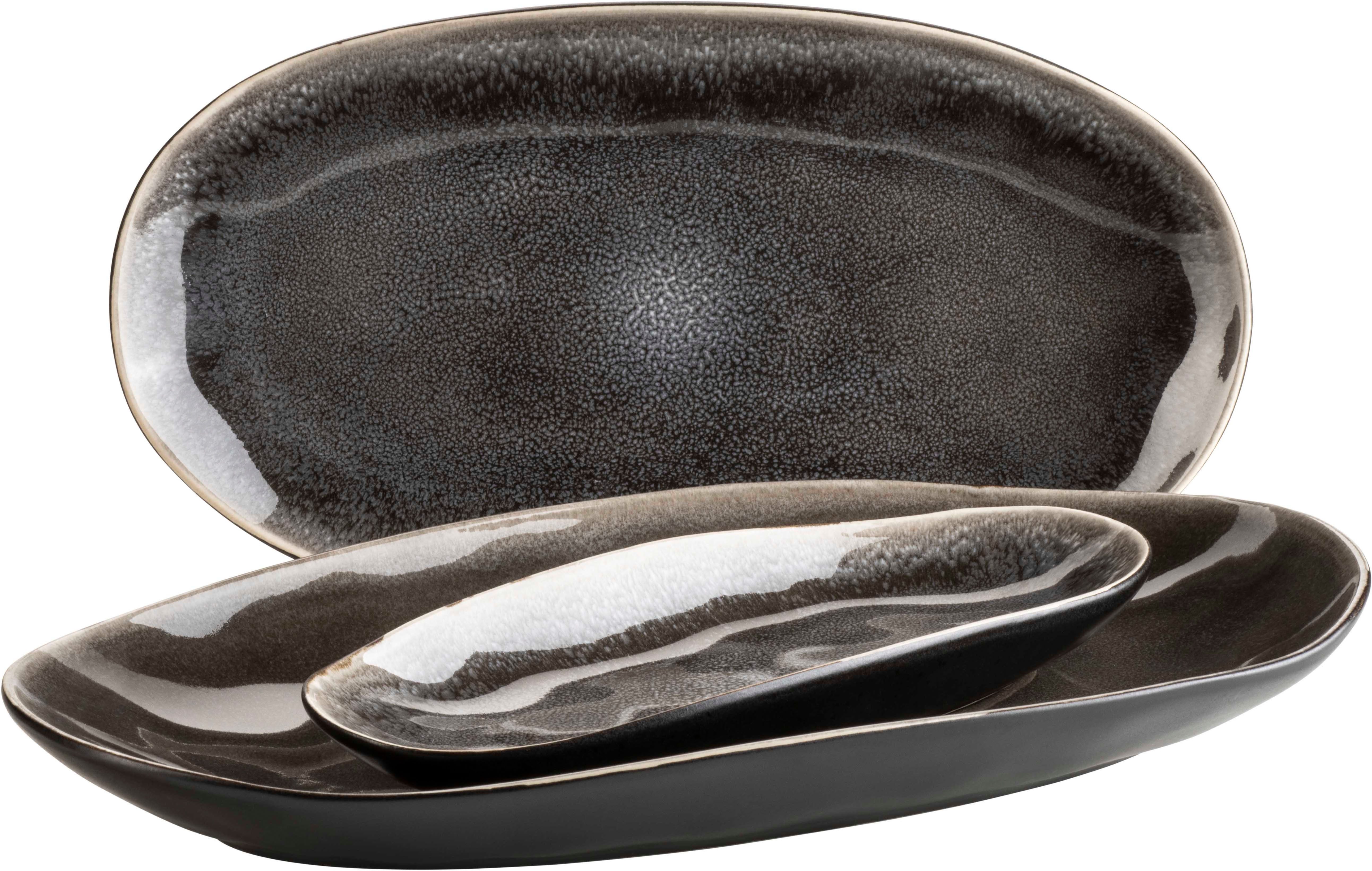 MÄSER Servierplatte Niara Organic, Servierplatten-Set, Steinzeug, Steinzeug, (Set, 3-tlg)