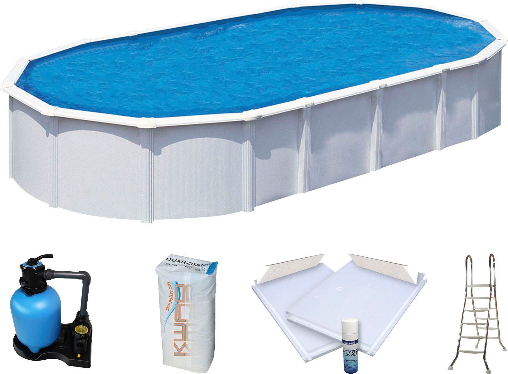 KWAD Schwimmbecken Supreme all in Premium Folie (Set, 7-tlg), 7-tlg., BxLxH: 370x610x132cm, sand, inkl. Bodenisolationsset