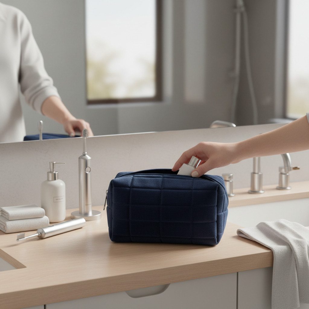 Malantis Kosmetiktasche Malantis Plüsch Kosmetiktasche weicher, faltbarer MakeUp Kulturbeutel (super weich und flauschig, 1 Stück), Wasch Beutel für Reise oder Sport in modernen Farben