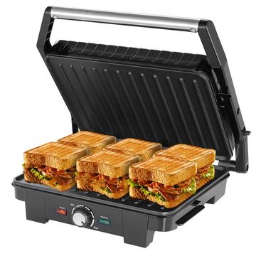 monzana Kontaktgrill, 2200 W, XXL 2200W 180°C Klappbar Antihaftbeschichtung Edelstahl BPA frei