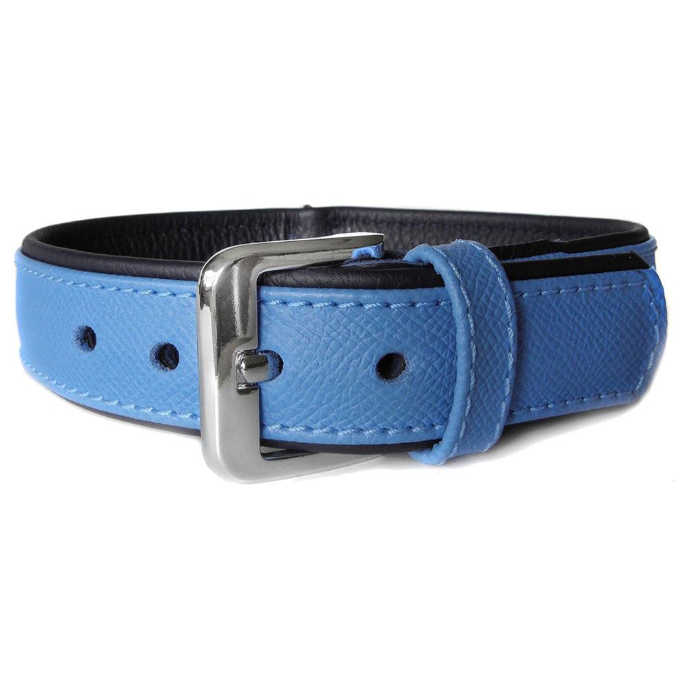 Das Lederband Hunde-Halsband Hundehalsband Milano azure/oxford blue
