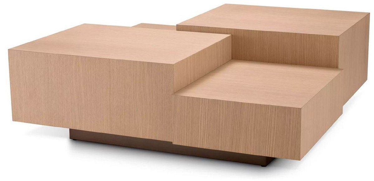 Casa Padrino Couchtisch Casa Padrino Luxus Couchtisch Naturfarben / Bronze 114 x 114 x H. 40 cm - Quadratischer Wohnzimmertisch - Wohnzimmer Möbel - Massivholz Möbel - Luxus Möbel - Luxus Einrichtung