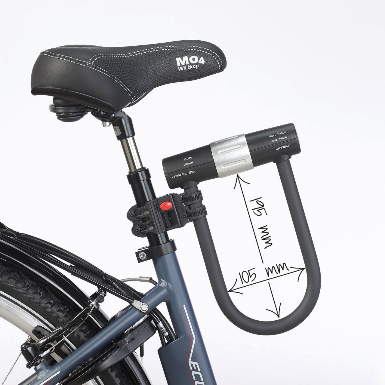 FISCHER Fahrrad Bügelschloss FISCHER Bügelschloss inkl. Halterung (Packung, 5-tlg., mit Halterung)