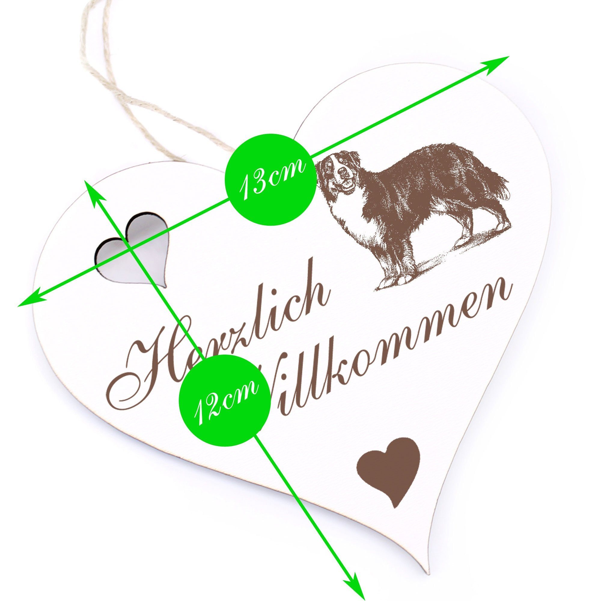 Hängedekoration 13x12cm Berner Willkommen - Dekolando Herzlich Sennenhund -