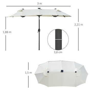 Outsunny Sonnenschirm Doppelsonnenschirm mit verstellbarem Neigungswinkel, LxB: 300x150 cm, Gartenschirm, Marktschirm, Beige, Stahl