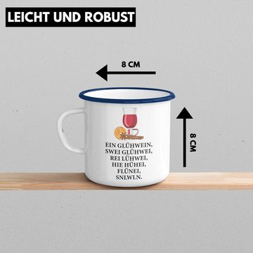 Trendation Thermotasse Trendation - Ein Glühwein Emaille Tasse Lustig Spruch Glühweinbecher mit Henkel Doppelwandig GlühweinEmaille Tassen Gläser Weihnachtsmarkt Becher Emaille Tassen Geschenk - Ein Glühwein Swei