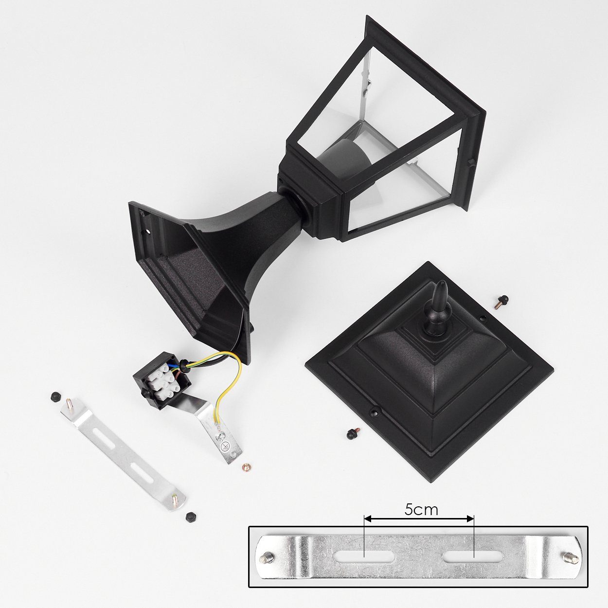 hofstein Pollerleuchte »Quartucciu« Außenlampe aus Metall/Glas in Schwarz/Klar, ohne Leuchtmittel, Retro/Vintage Gartenlampe 40cm, Wegeleuchte, Terrasse/Hof m. E27, IP44