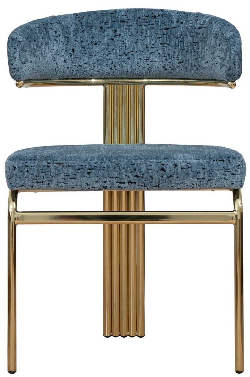 Casa Padrino Esszimmerstuhl Casa Padrino Luxus Esszimmer Stuhl Blau / Gold H. 83 cm