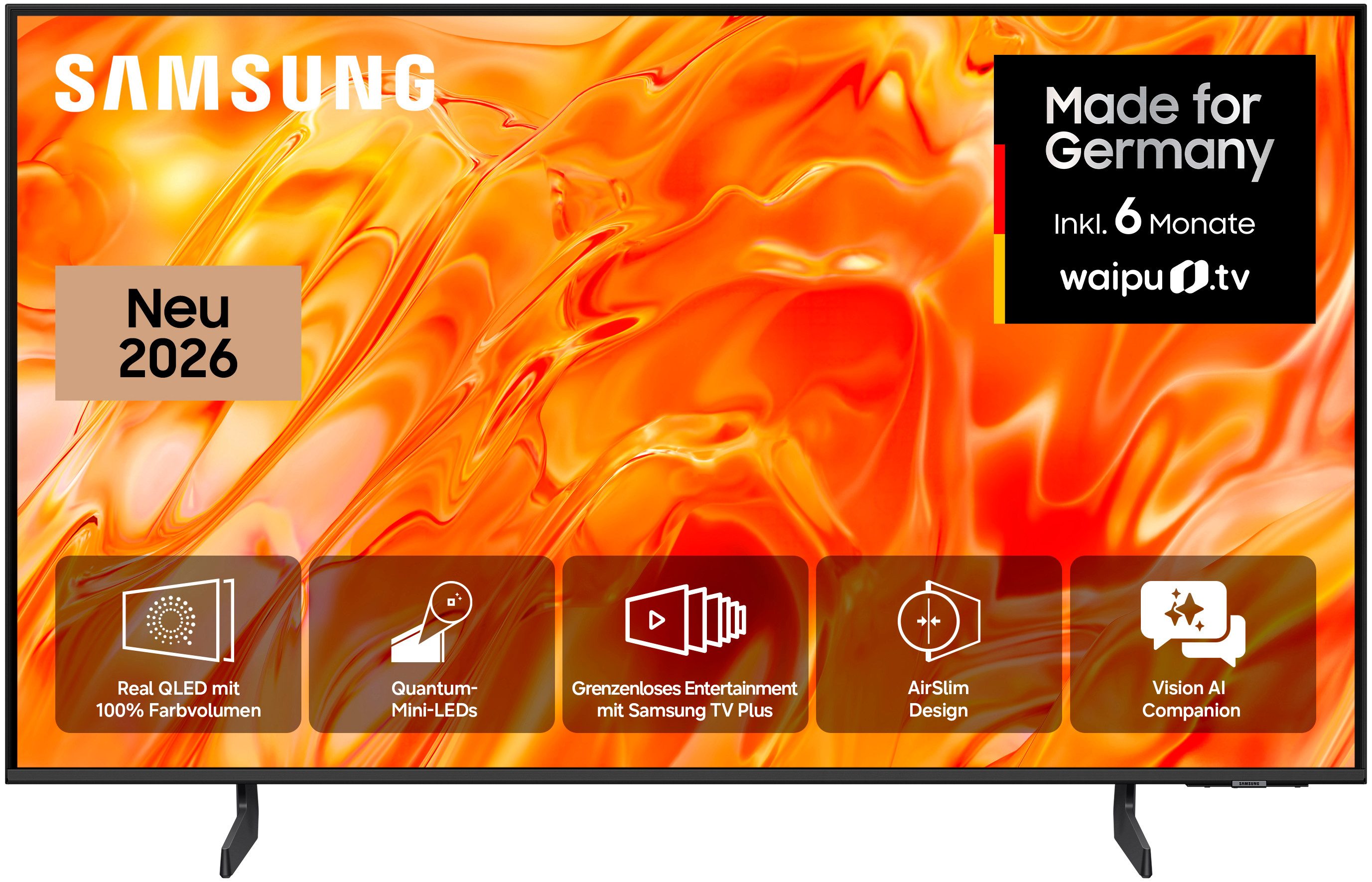 Samsung GQ50QN70HAU QLED-Fernseher (125 cm/50 Zoll, 4K Ultra HD, Smart-TV, Real QLED, Quantum-Mini-LEDs, Gaming Hub mit 144 Hz, Adaptive Sound)