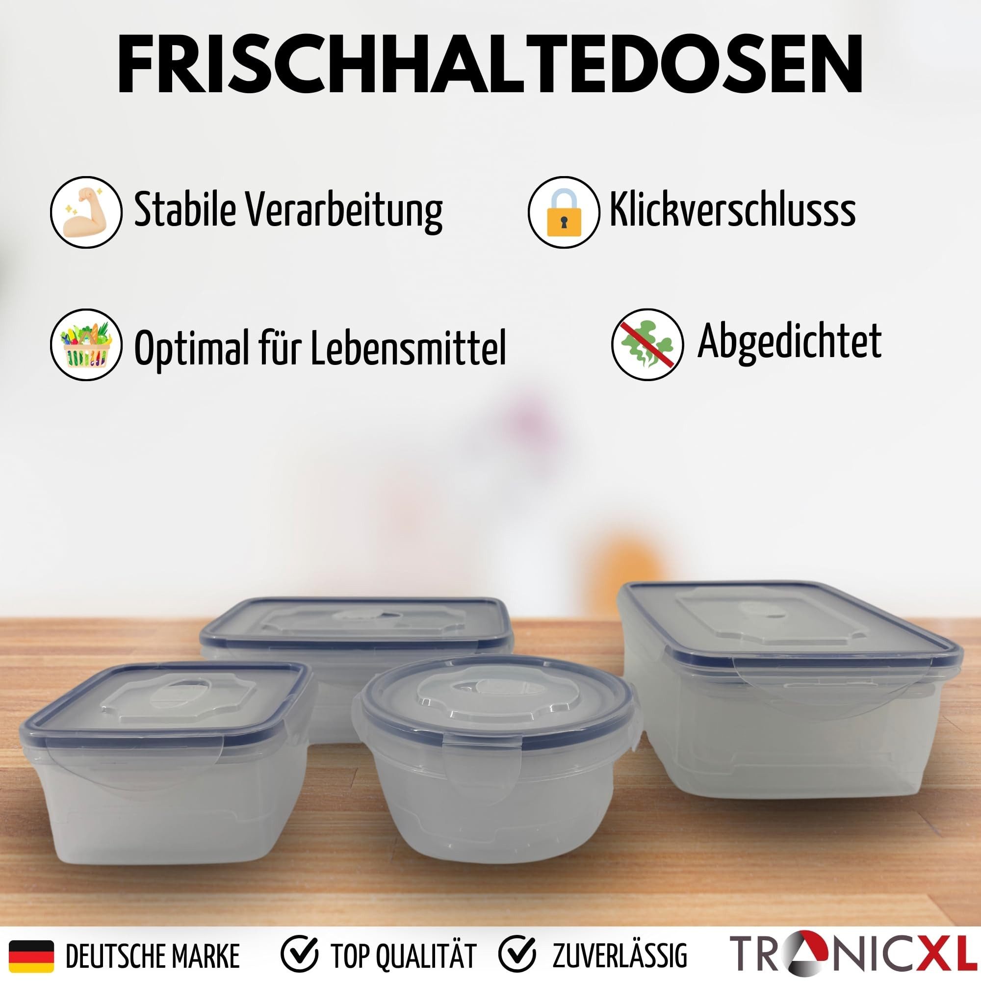 TronicXL Vorratsdose 26 Teile Frischhaltedosen Set 13 Dosen mit 13 Deckel Klick Vorratsdose, Kunststoff, (26-tlg), BPA Frei Aufschnitt Speisen Fleisch Käse