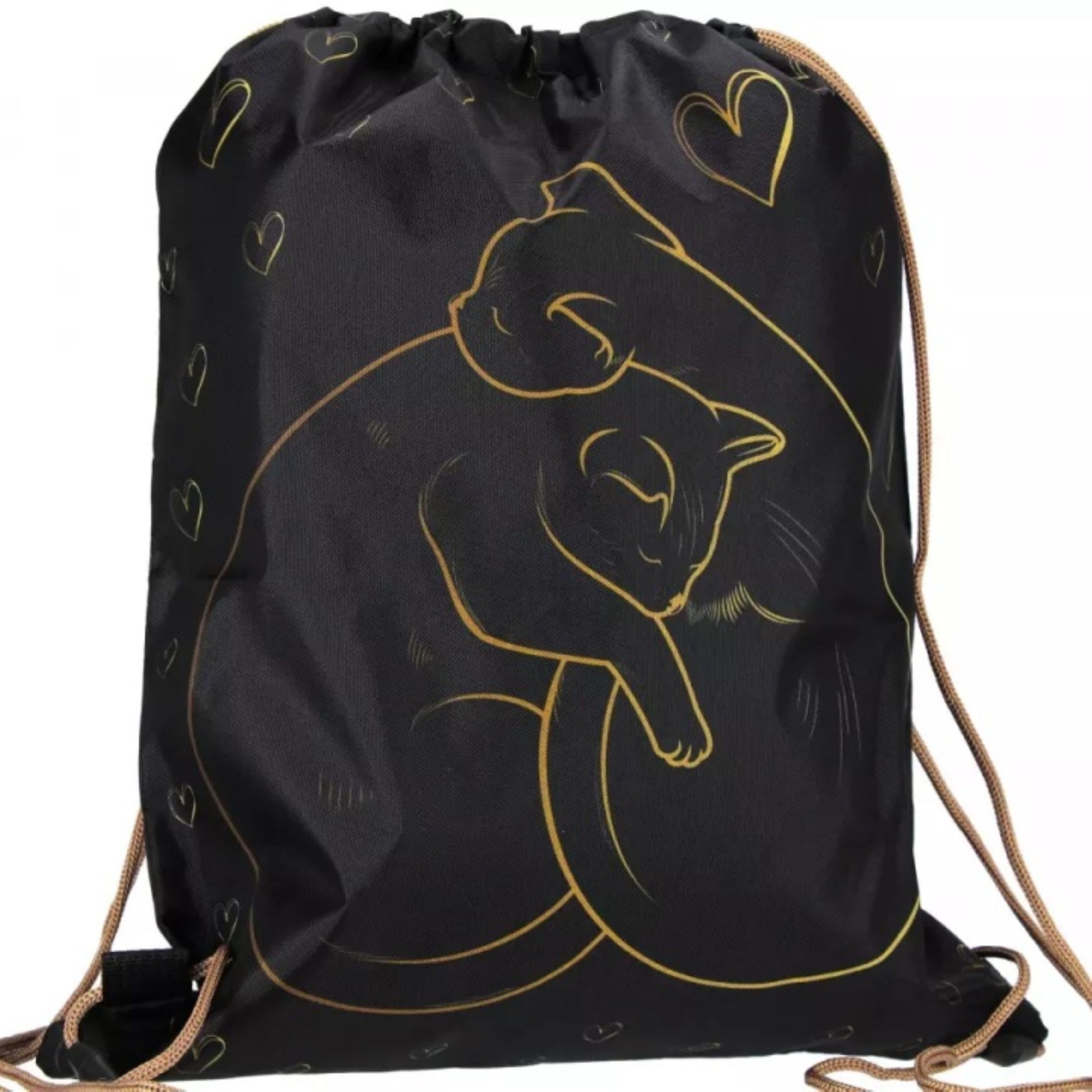 Starpak Turnbeutel Starpak Turnbeutel für Mädchen Goldene Katzen Herz 40x34 cm (1-tlg)