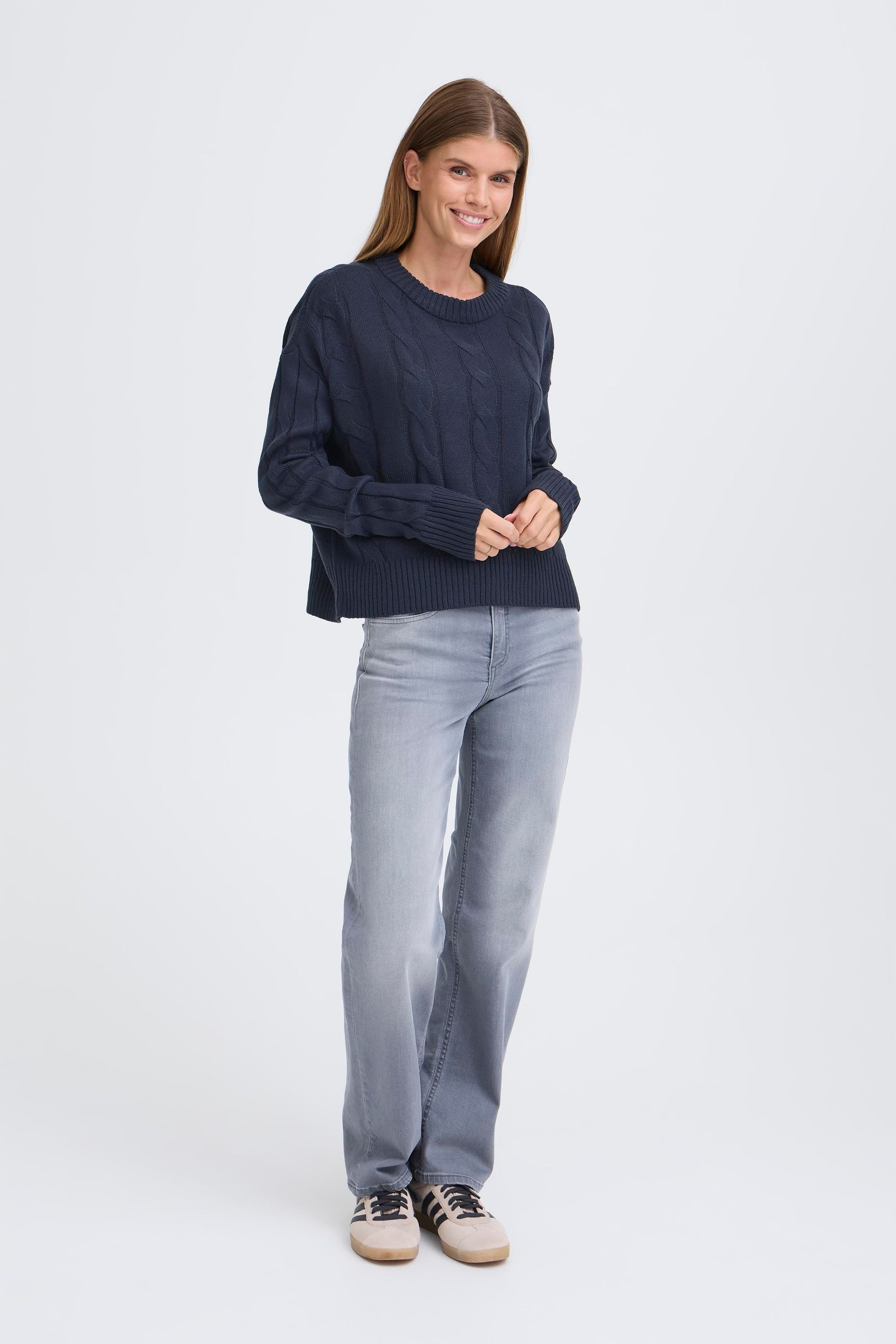 OXMO Strickpullover OXKimni Kuscheliger Pullover mit Zopfmuster