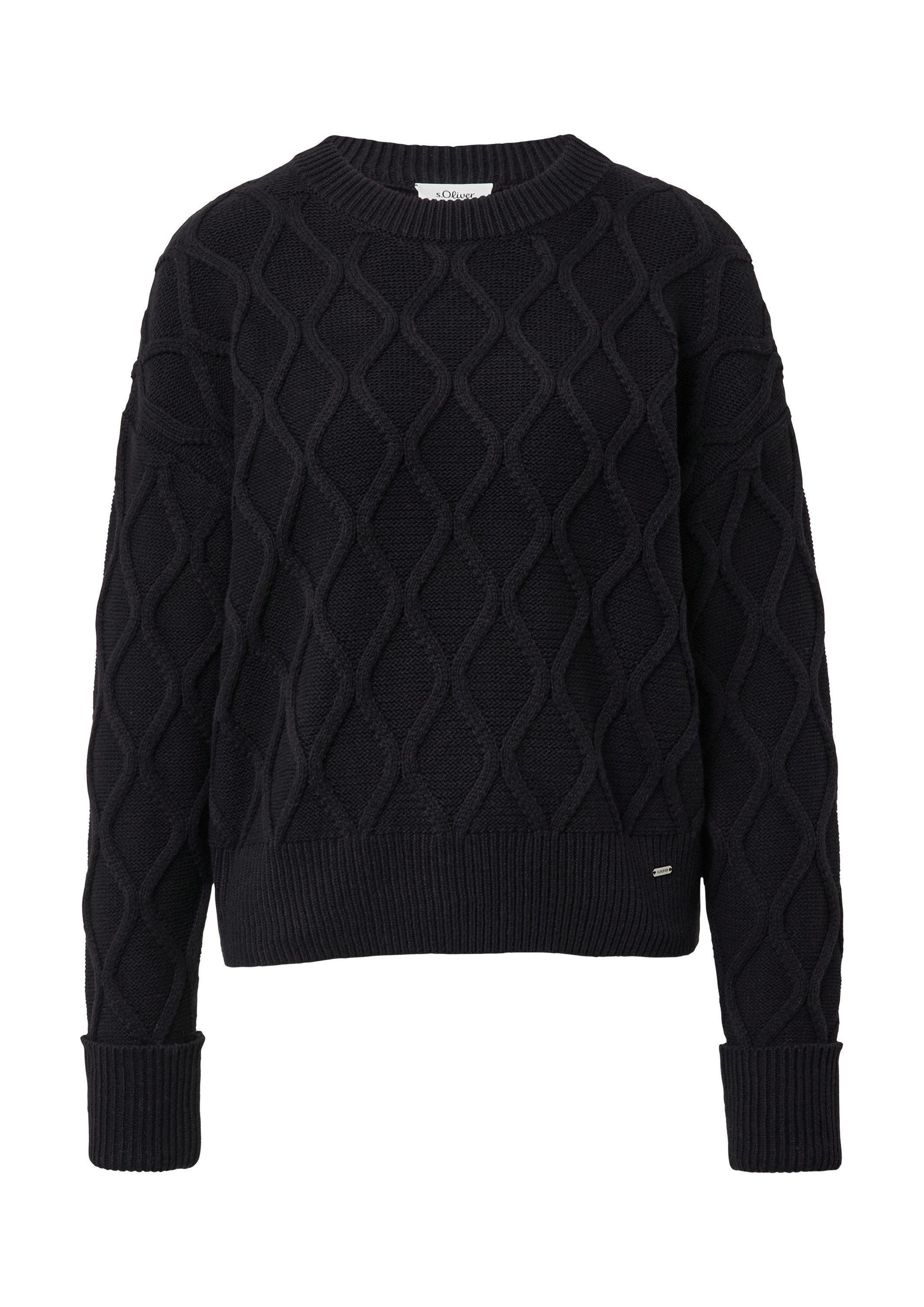 s.Oliver Longpullover Strickpullover Pullover im Relaxed Fit mit Zopfmuster günstig online kaufen