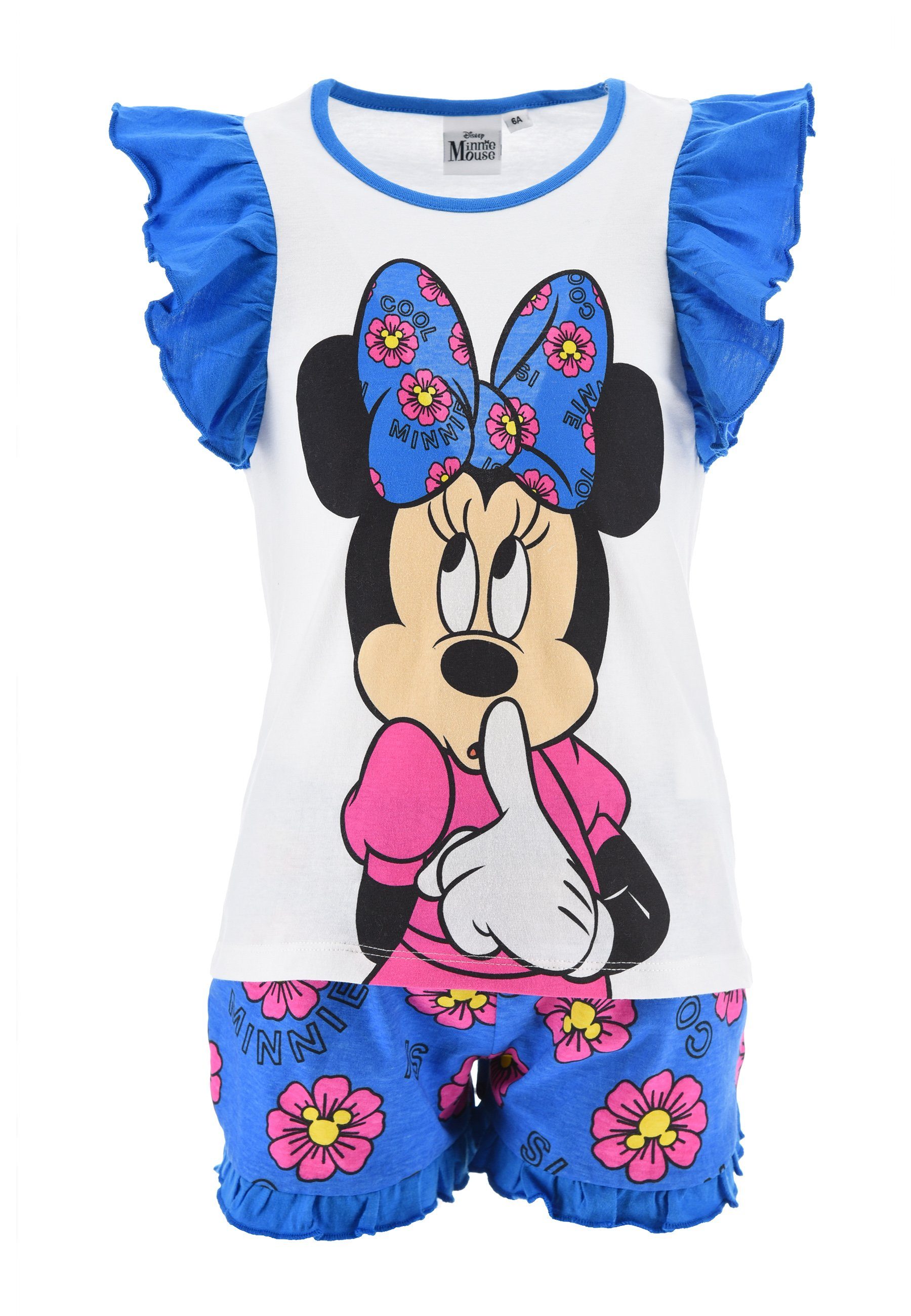 Disney Minnie Mouse Shorty Mädchen Sommer Pyjama Schlafanzug (2 tlg) Blau