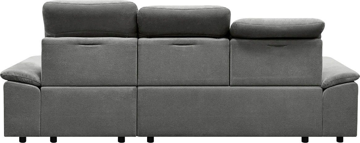 CALIZZA INTERIORS Ecksofa Moli Sitztiefenverstellung Schlaffunktion, Bettkasten, 2, Kopfteilverstellung, platin