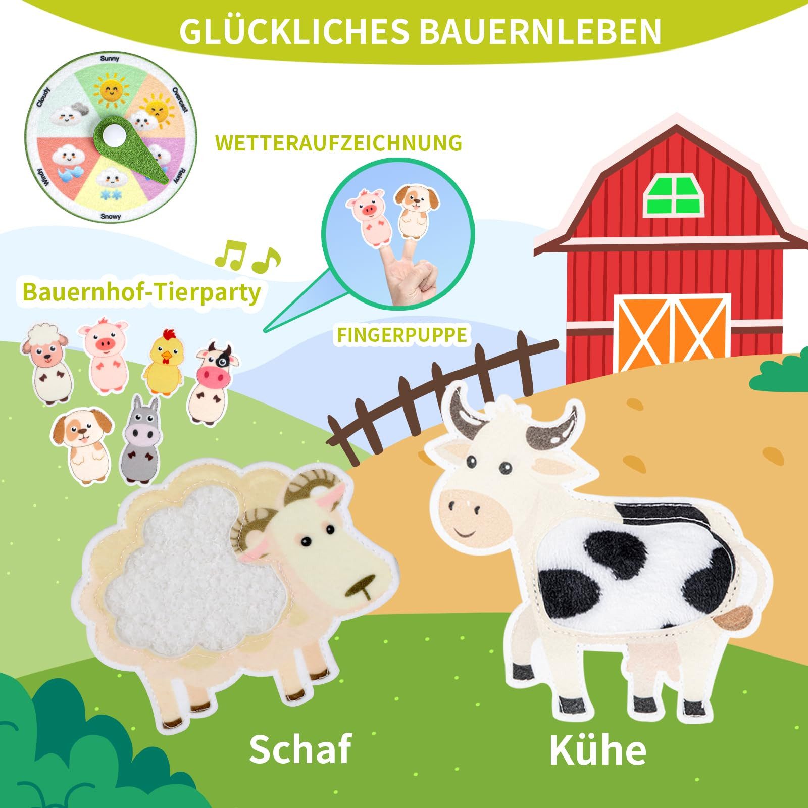 CLTYQ Lernspielzeug Bauernhof Beschäftigt Board Montessori Spielzeug, Activity Board, Spielzeug zum der Feinmotorik,Spielzeug ab1-5 Jahre Kleinkinder