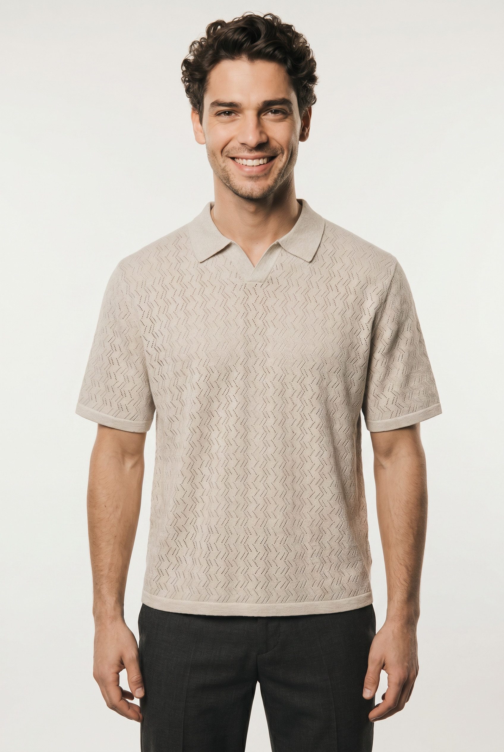 Jack & Jones Polokragenpullover JORTYLER KNIT SS SPLIT NECK POLO SN Baumwollmischung, regular fit