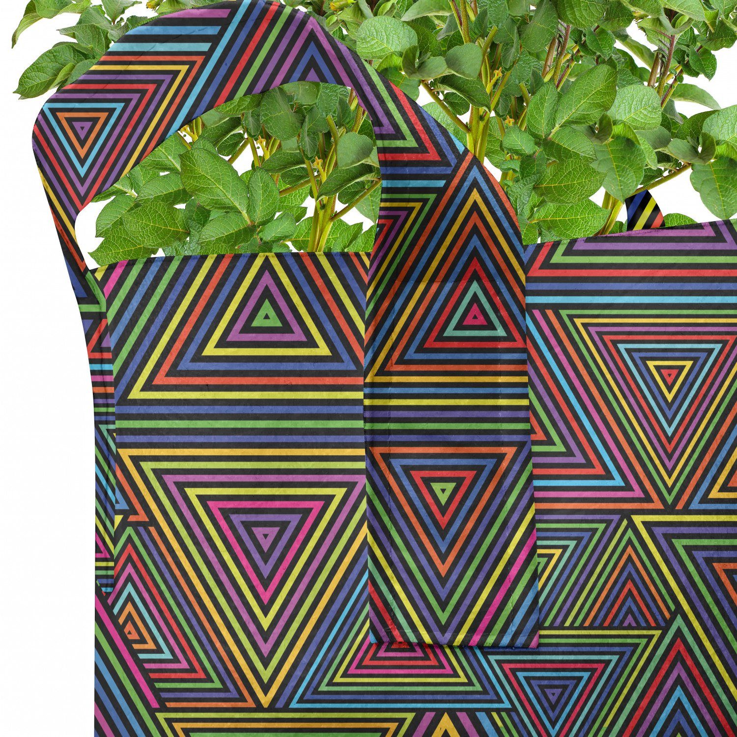 Regenbogen-Farben Pflanzkübel mit hochleistungsfähig für Stofftöpfe Pflanzen, Design Griffen Geometrisch Abakuhaus