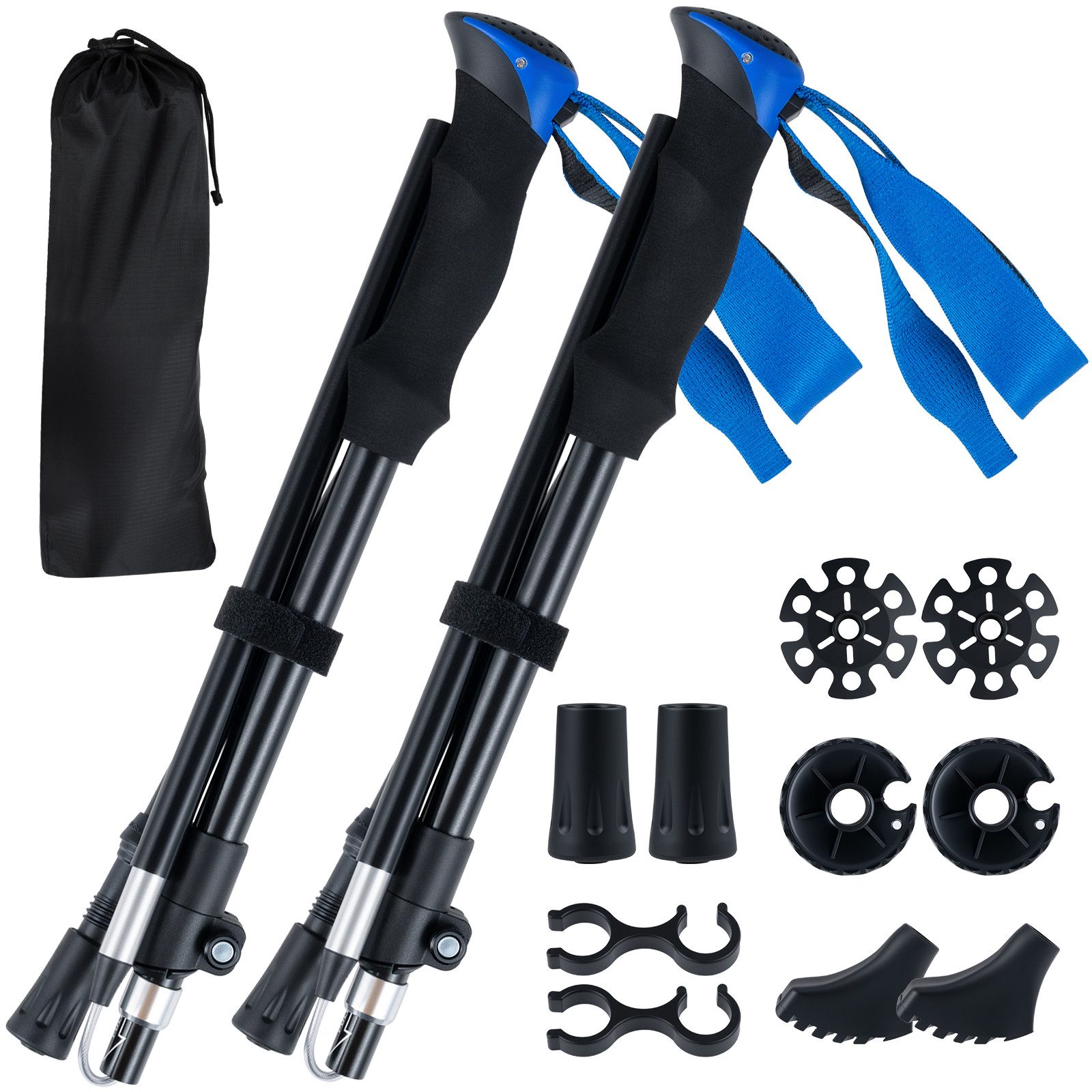 COSTWAY Trekking-Stöcke, Faltbare, mit Schnellverschluss, EVA-Schaumgriff