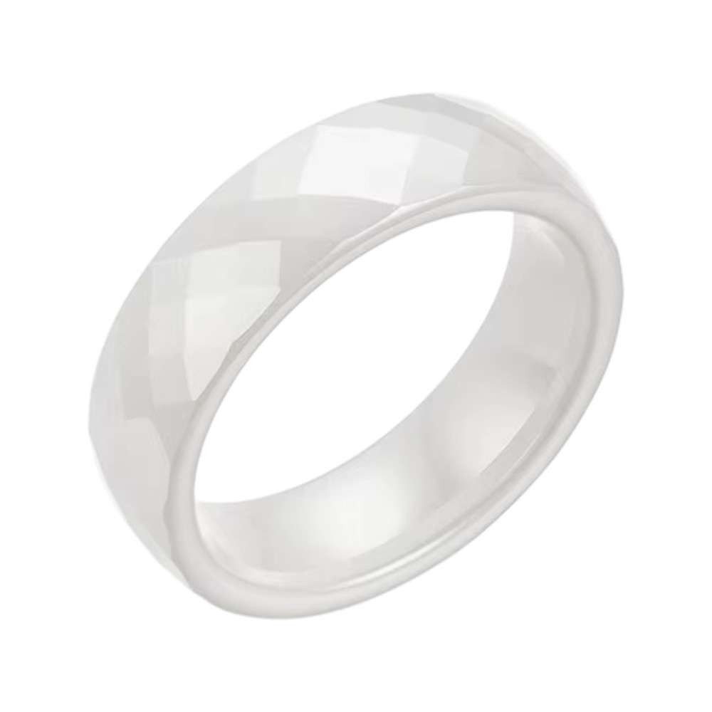 Taffstyle Fingerring Keramik Ring Partnerring Verlobungsring Fingerring Elegant Facettiert (Leichter Keramikring in Schwarz oder Weiß mit funkelnder Prisma Facettenoptik)