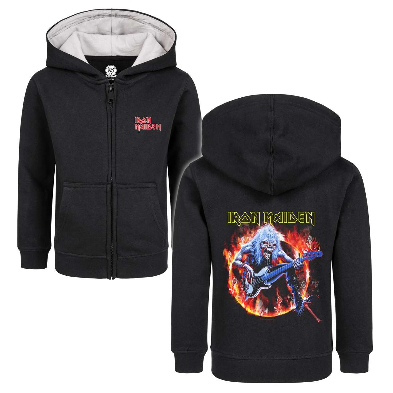 Metal Kids Kapuzensweatjacke mit Iron Maiden (Fear Live Flame) Aufdruck für Kinder von 2–14 Jahren