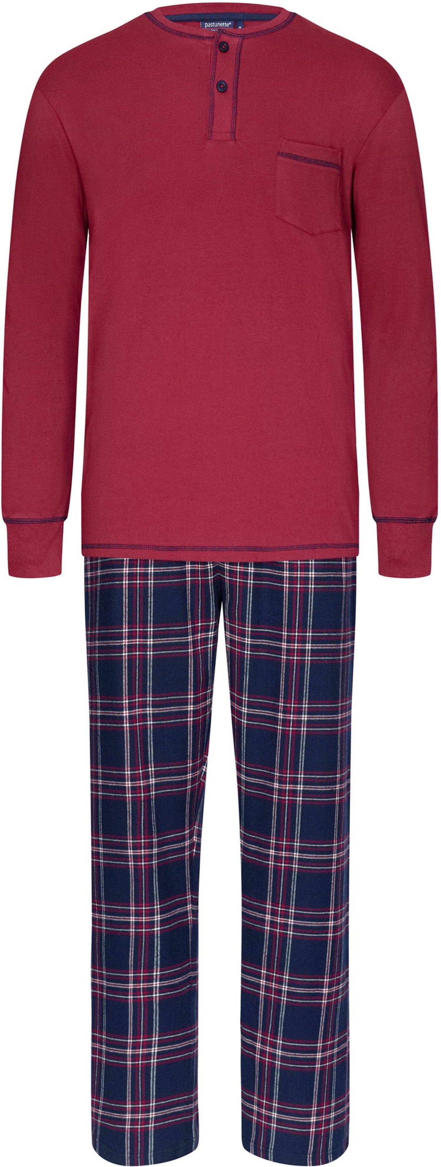 Schlafanzug tlg) Herren Pyjama (2 Baumwolle Pastunette