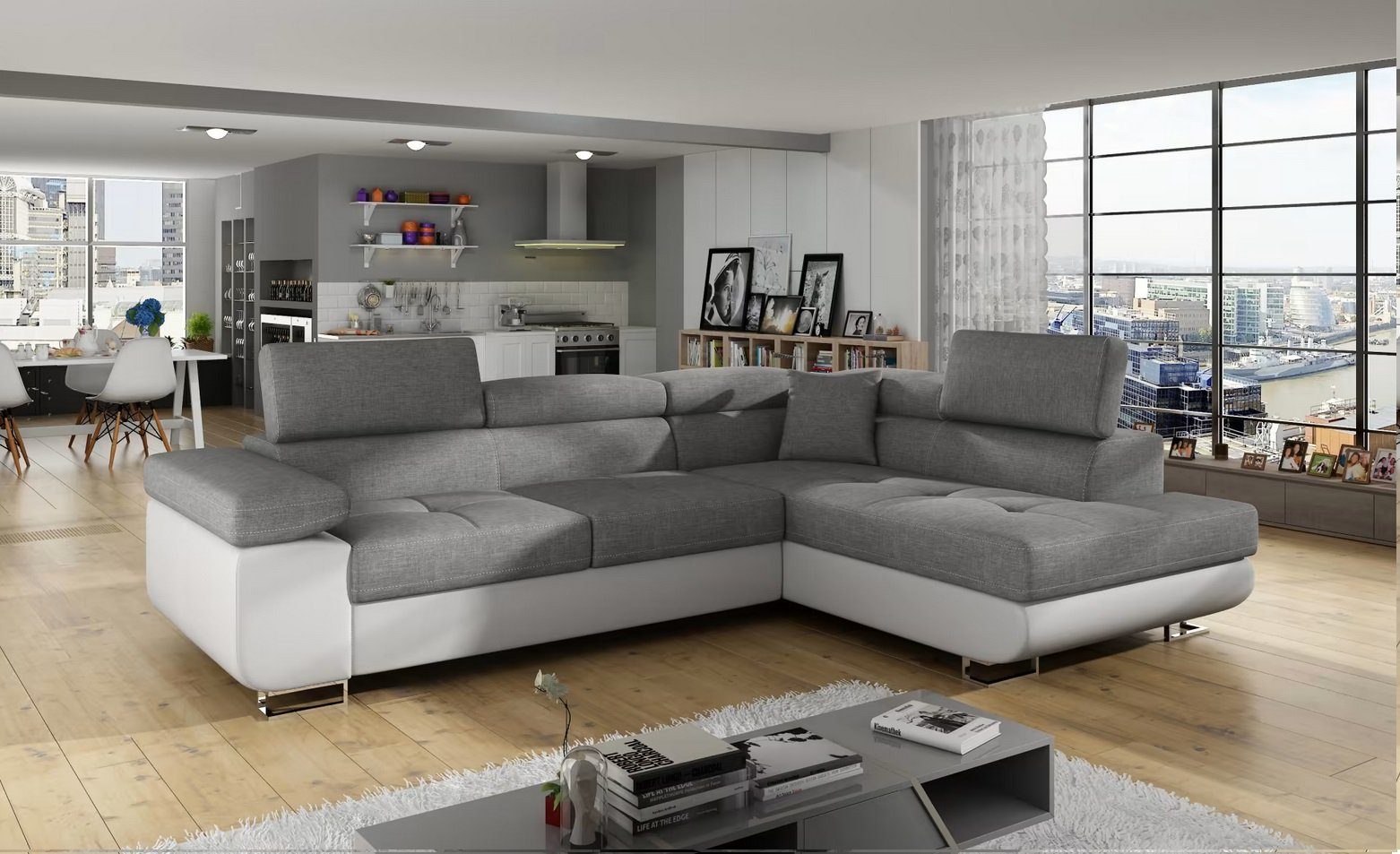 Schlafsofa Mit Ecksofa Neu Bettfunktion Design Polster JVmoebel Textil Couch Sofort, Sofas